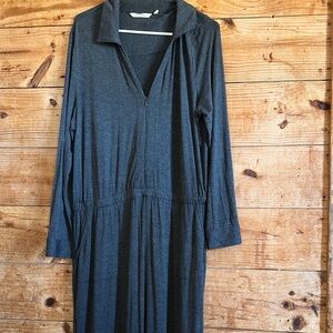 Soft Surroundings Tamara Cozy Charcoal Heather Long Sleeve Jersey Jumpsuit